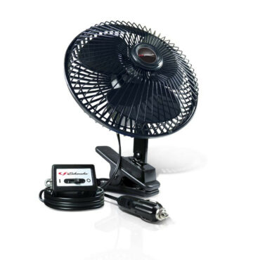 Schumacher branded clip on fan with cord