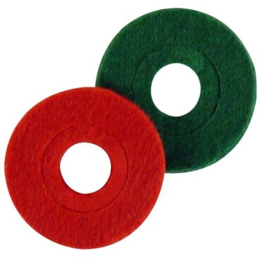 One red and one green post washer.