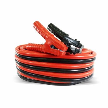Schumacher Electric 900 amp 25 foot extreme-duty booster cables with red and black color-coded clamps.