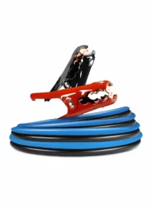 Schumacher Electric 250 amp 20 foot booster cables with red and black color-coded clamps.