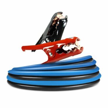 Schumacher Electric 250 amp 20 foot booster cables with red and black color-coded clamps.