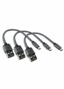 Schumacher Electric 3 set of 9 inch micro-USB charging cables.