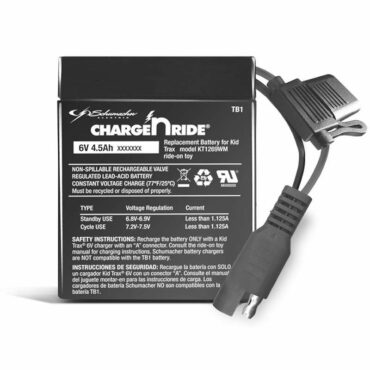 Schumacher Electric 6 volt 4.5 amp-hours rechargeable replacement battery for ride-on toys.
