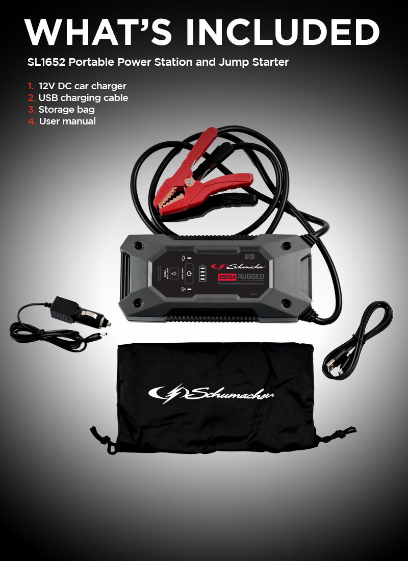 RUGGED BY SCHUMACHER® Lithium Portable Power Pack and 2500A 12VJump Starter  Rugged power solution for roadside emergencies - Schumacher Electric